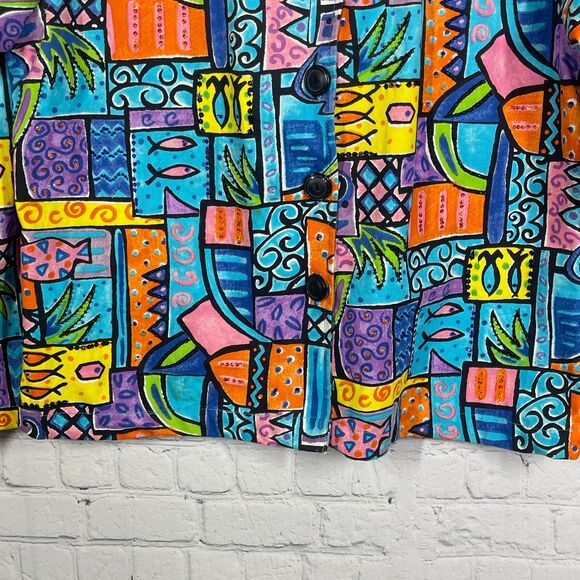 VTG Life Style Jacket Women Medium Buttons Sequins Beaded Artsy Abstract Coat - Picture 7 of 16